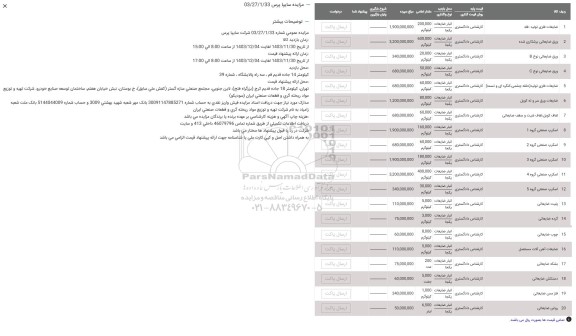 مزایده عمومی ضایعات فلزی تولید فله...