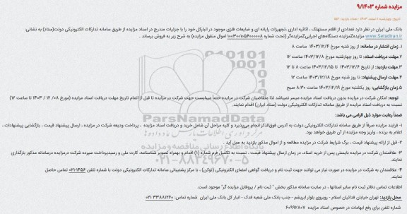 مزایده اقلام مستهلک، اثاثیه اداری، تجهیزات رایانه ای و ضایعات فلزی 