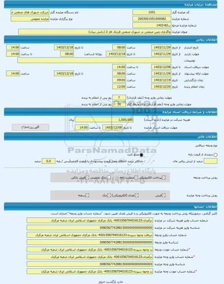 مزایده ، واگذاری زمین صنعتی در شهرک صنعتی قرچک فاز 2 (دانش بنیان) -مزایده زمین  - استان تهران
