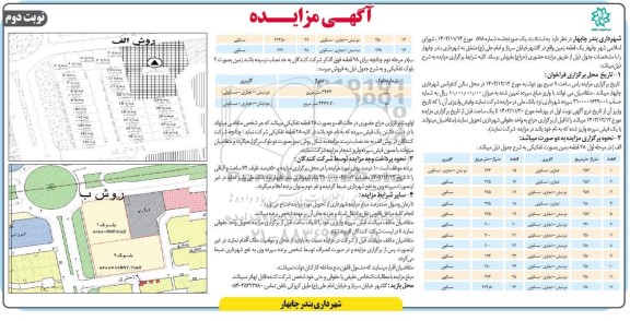 مزایده فروش یک قطعه زمین نوبت دوم
