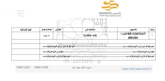 استعلام خرید ذغال مورد نیاز 