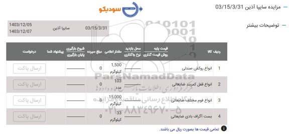 مزایده انواع روکش صندلی و...