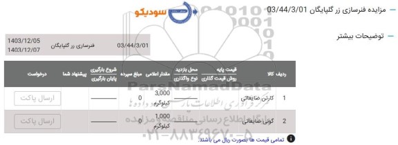 مزایده کارتن ضایعاتی....