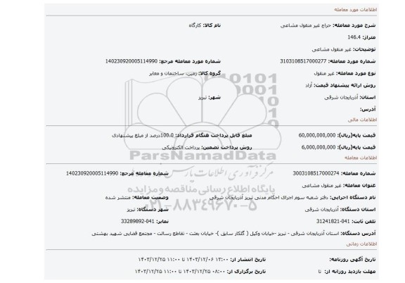 مزایده، غیر منقول مشاعی