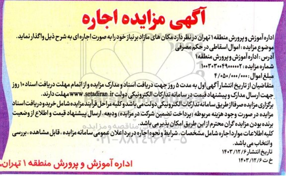 مزایده اموال اسقاطی در حکم مصرفی
