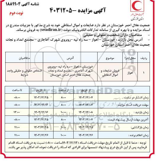 مزایده فروش ضایعات و اموال اسقاطی -نوبت دوم