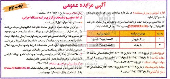 مزایده عینک فروشی... نوبت دوم