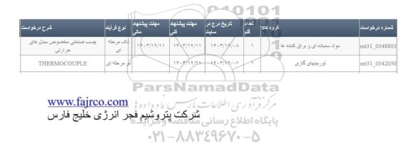 استعلام چسب صنعتی مخصوص مبدل های حرارتی....
