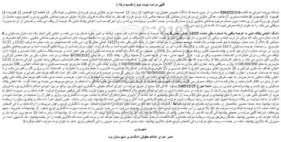 مزایده سرقفلی واحد تجاری  آپاراتی به متراژ 13/23 مترمربع
