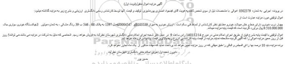 مزایده یکدستگاه خودرو سواری جک s3 مدل 1397