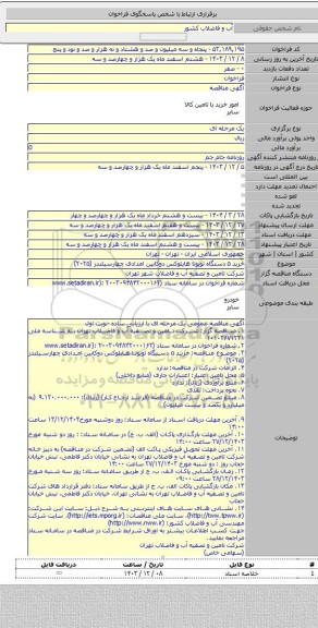 مناقصه, خرید ۵ دستگاه تویوتا هایلوکس دوکابین امدادی چهارسیلندر (۲۰۲۵)