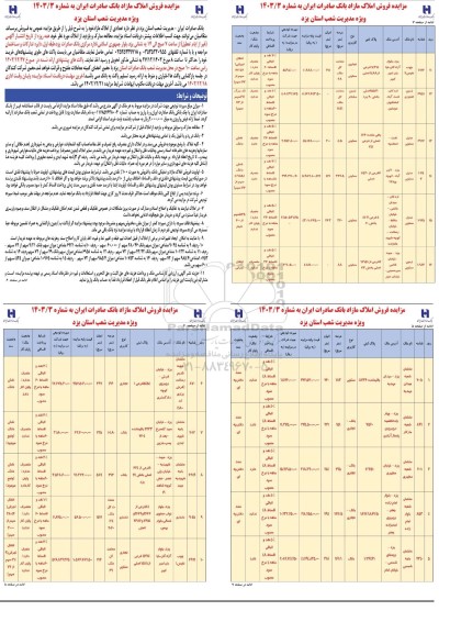 مزایده فروش 16 ملک با کاربری تجاری - بانک - دامداری - تجاری/مسکونی - زمین مشجر - مسکونی - بانک/تجاری 
