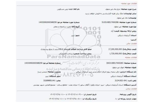 مزایده، مال غیر منقول
