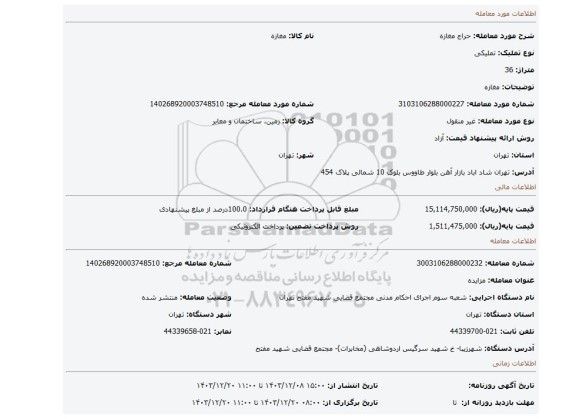 مزایده، مغازه
