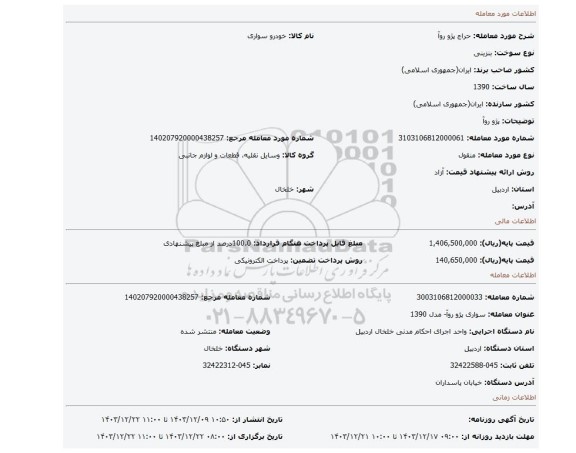 مزایده، پژو روآ