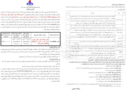 مناقصه تامین خدمات تهیه, طبخ, توزيع, سرو غذا و اداره رستورانهای پالایشگاه و اماکن تابعه