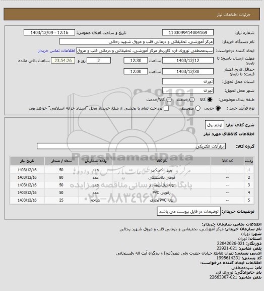 استعلام لوازم برق