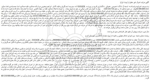 مزایده یک دانگ مشاع از 6 داگ واحد آپارتمان