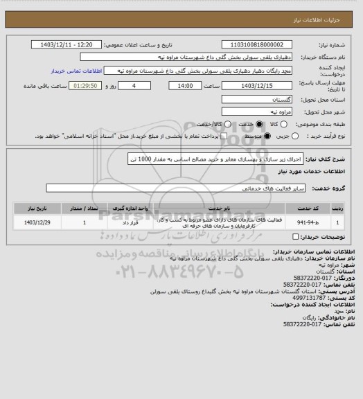 استعلام اجرای زیر سازی و بهسازی معابر و خرید مصالح اساس به مقدار 1000 تن