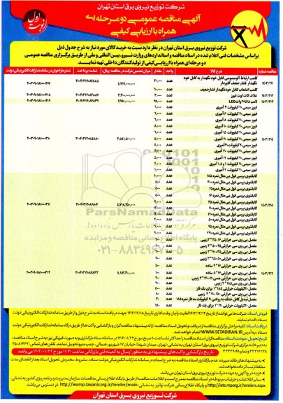 مناقصه کلمپ ارتباط آلومینیومی ....