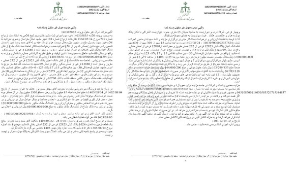 مزایده فروش سه دانگ مشاع از ششدانگ اعیان پلاک ثبتی 12925 فرعی از 232 اصلی