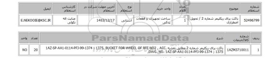 استعلام باکت برای ریکلیمر شماره 2 / تحویل اضطراری