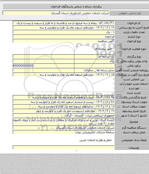 مناقصه, کیسه گیری ،توزین و سردوزی،بارگیری و صفافی و پارت چینی در انبار یا بروی کامیون مقدار ۳۰ هزار تن کود