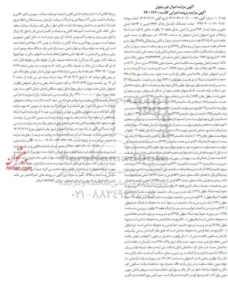 مزایده فروش اپارتمان پلاک 7993 فرعی از 15194 اصلی