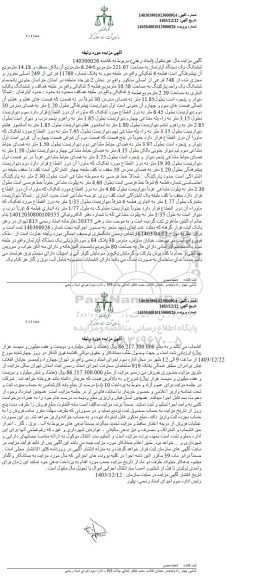 مزایده ششدانگ یک دستگاه آپارتمان مساحت 221.07 مترمربع