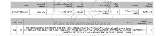 استعلام دیسک مربوط به انکودر
