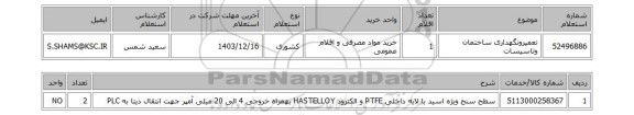 استعلام تعمیرونگهداری ساختمان وتاسیسات