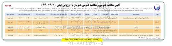مناقصه عمومی پروژه های آبرسانی... - نوبت دوم 