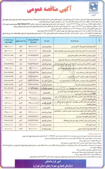 مناقصه اجرای طرح پایش تصویری فاز 7 شهر پردیس و ...