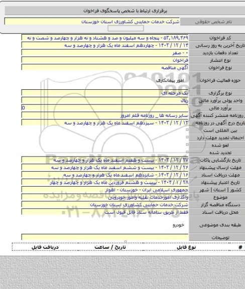 مناقصه, واگذاری امورخدمات نقلیه وامور خودرویی