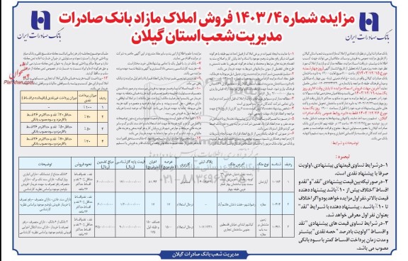 مزایده فروش املاک مازاد