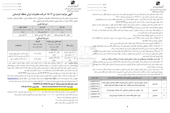 مزایده فروش املاک