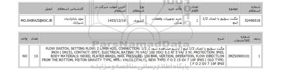 استعلام مگنت سوئیچ با اتصال 1/2 اینچ
