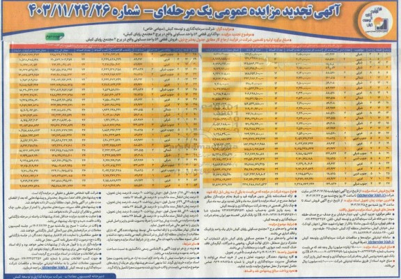 تجدید مزایده فروش قطعی 54 واحد مسکونی - نوبت دوم