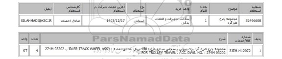 استعلام مجموعه چرخ هرزگرد