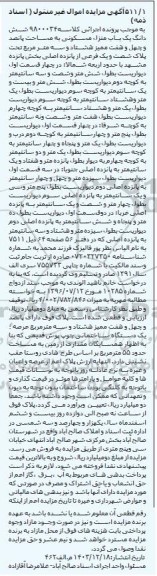 مزایده سهم ششدانگ پلاک 15 اصلی بخش 15
