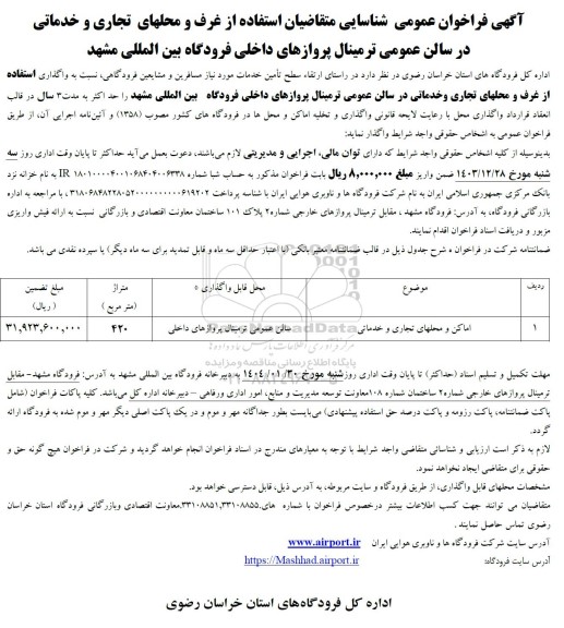 فراخوان عمومی شناسایی اماکن و محلهای تجاری و خدماتی