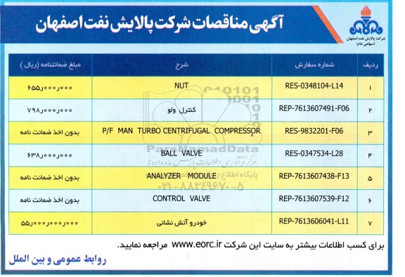 مناقصه NUT و ... 