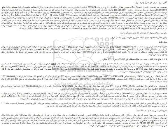مزایده ششدانگ ملک