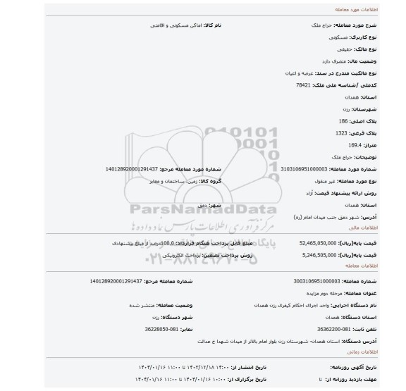 مزایده، حراج ملک