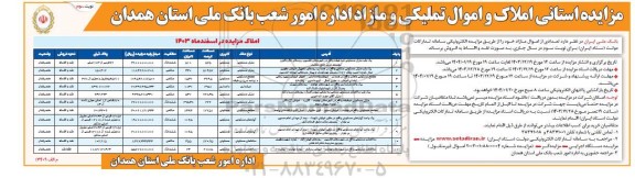 مزایده استانی املاک و اموال تملیکی و مازاد 