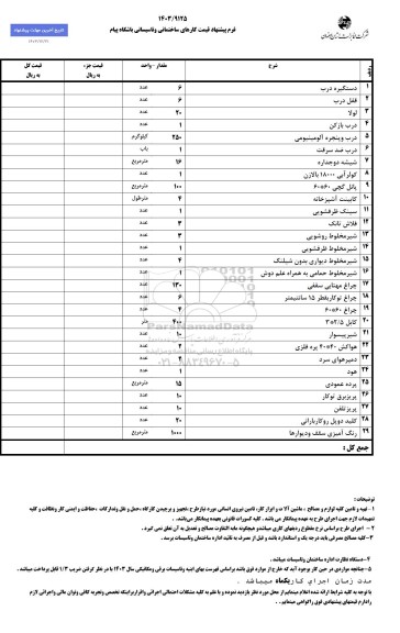 استعلام پیشنهاد قیمت کارهای ساختمانی و تاسیسانی باشگاه پیام