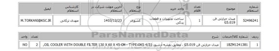استعلام مبدل حرارتی فن G5.019