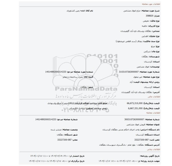 مزایده، اموال مشاعی