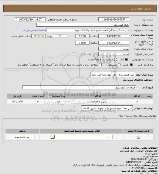 استعلام مبل هفت نفره راحتی بهار نارنج مدل رزیتا