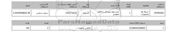 استعلام شبکه ها وتجهیزات